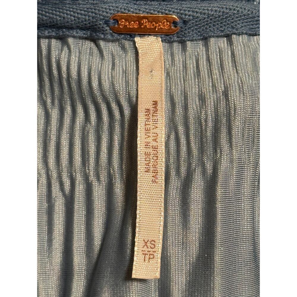 Free People My Best Velvet Oversized Button Up Top, Blue, XS - Picture 7 of 9